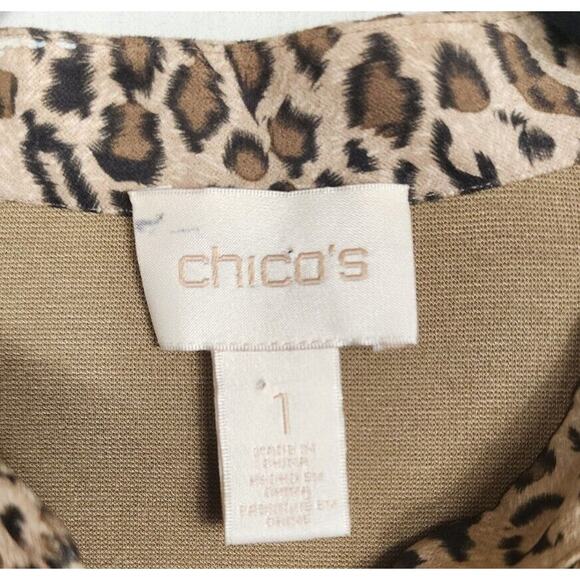 Chicos Duster snap Front Cardigan shacket Beige leopard Animal Print size 1X EUC - Picture 6 of 8